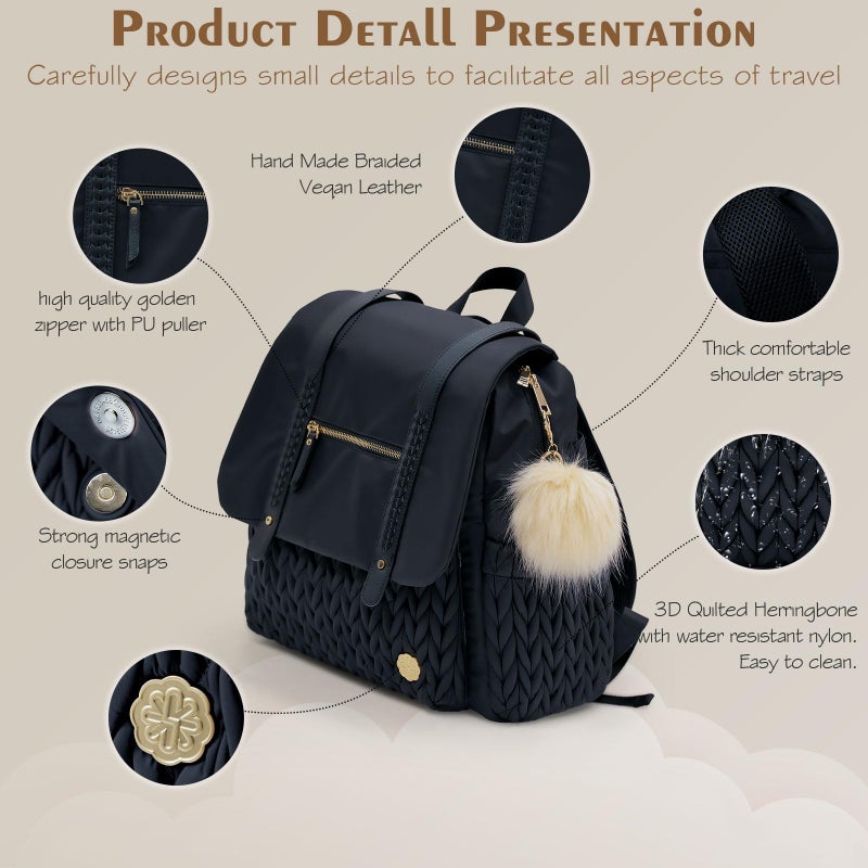 SEWBOO Diaper Bag BackPack Large Capacity Travel Mommy Bag Waterproof and Stylish with Changing Pad Baby Bag for Women and Girls - Image 3
